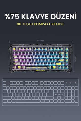 Gravastar Mercury K1 Lite Rgb Kablosuz Mekanik Gaming Klavye