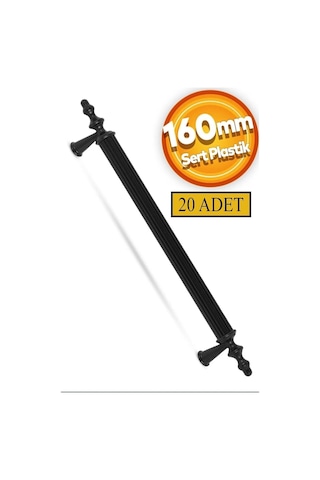 160 Mm Polimer Dolap Kulpu 20 Adet Vidalı - Mobilya Kulpları - 160 - Siyah Siyah Çift Delikli 160 Mm