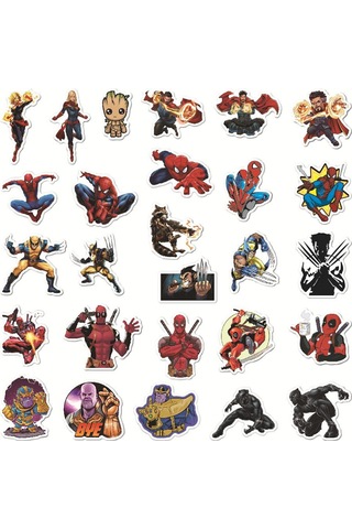 Araba Telefonu Dekorasyonu İçin 104 Adet Süper Kahraman Çizgi Film Su Geçirmez Çıkartma Çok Renkli
