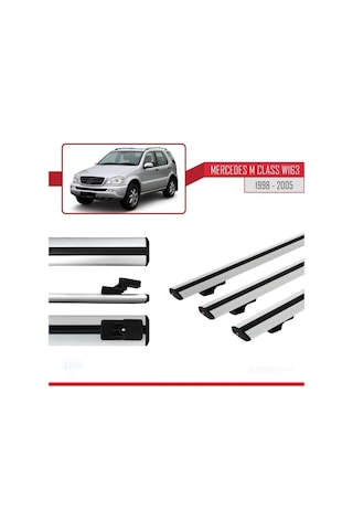Mercedes M Class W163 1998-2005 Arası İle Uyumlu Basic Model Ara Atkı Tavan Barı Gri 3 Adet