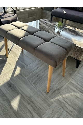 Stillola Gürgen Ahşap Ayaklı Puf Bench Gri