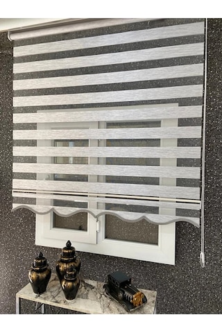 Ithal Bambu Gri Zebra Stor Perde Etek Dilimli Alüminyum Kasa Etek Dilimi  Grii 10 x 10