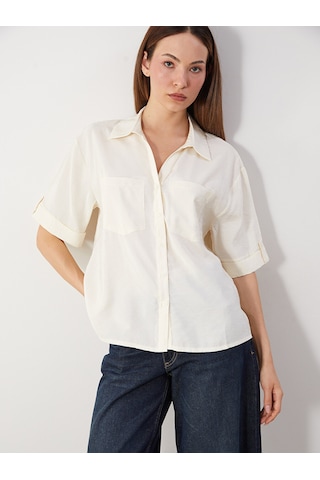 Lcw Comfort Sarı Modal Karışımlı Oversize Kadın Gömlek