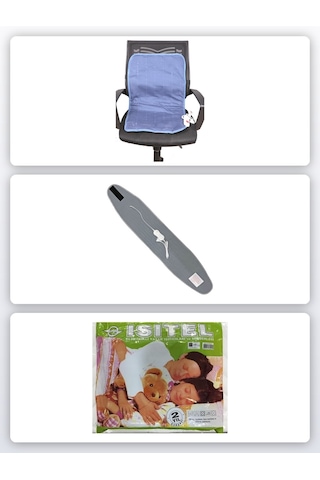Isıtel Elektrikli Sandalye Isıtıcısı, Sauna Belt Elektrikli Bel Ve Sırt Isıtıcı Korse Kemer Gri - Beyaz