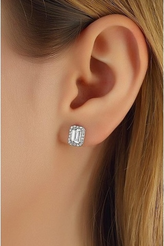 Baget Tektaş Gümüş Küpe Wsk08