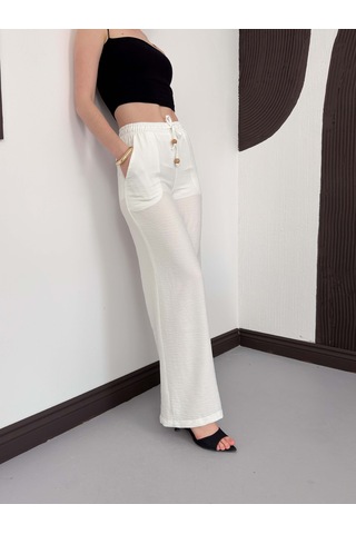 Verymoda Keten Pantolon D2381 Krem