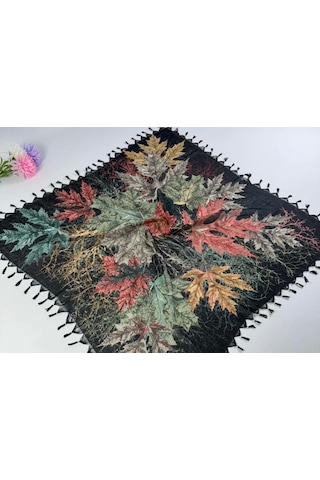 Beyce Cotton Sökme Boncuklu Desenli Tülbent 06438 Siyah-haki