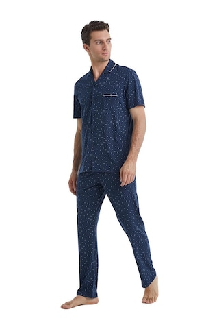 Blackspade Erkek Kısa Kol Gömlek Yaka Önden Düğmeli Lacivert Pijama Takımı C1t6n4o04 001