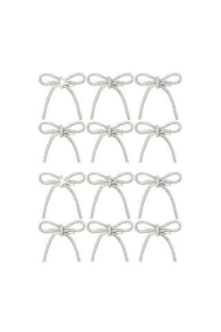 Geeksen Beyaz Bow Şekilli Parlak Noel Ağaçları Süsü, 12 Adet, Klipsli Montaj, Noel Atmosferi, Dayanıklı Ve Taşınabilir