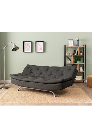 Pafu Rivo Üçlü Yataklı Koltuk - Keten Koyu Gri Koyu Gri