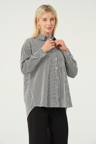 Basic Oversize Çizgili Gömlek Hipnotize Çok Renkli