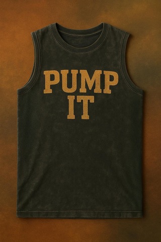 Technomonkey Siyah Erkek Pamuklu Antrenman Sporcu Atleti Oversize Yıkamalı Pump It Baskılı Kolsuz T-shirt
