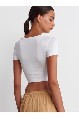 Dilvin Modal Crop Top Beyaz