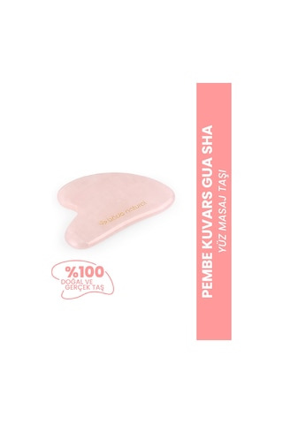 Bade Natural Pembe Kuvars Gua Sha %100 Doğal Ve Gerçek Yüz Masaj Taşı
