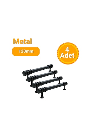 4 Adet Halka Boru Siyah Metal Mobilya Kulpu 128mm Siyah