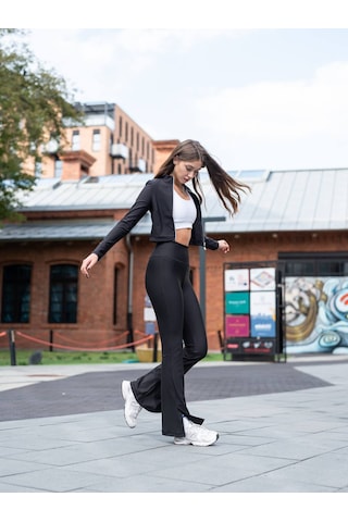 Siyah Yırtmaçlı İspanyol Paça Spor Tayt