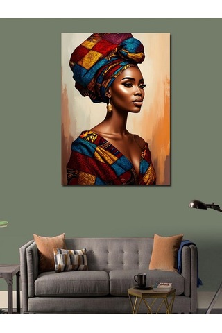 Kanvas Tablo Afrikalı Desenli Kadın 70cmx100cm