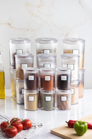 18'li Barok Yuvarlak 3 Boy Kavanoz Seti & Saklama Kabı & Erzak Kabı 6 2000 Ml, 6 1000 Ml ,6 500 Ml