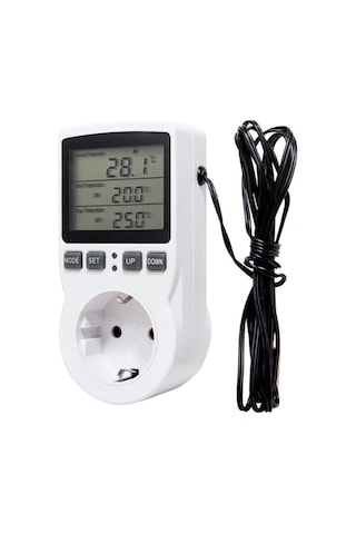 Mufunye Dijital Sıcaklık Kontrol Cihazı, Zamanlayıcı Ve Sensörlü, Isıtma/soğutma Modu, 100-250v Eu Şarj Aleti