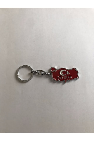 Bd Tekstil Türkiye Haritası Tasarım Kırmızı Renkli Anahtarlık