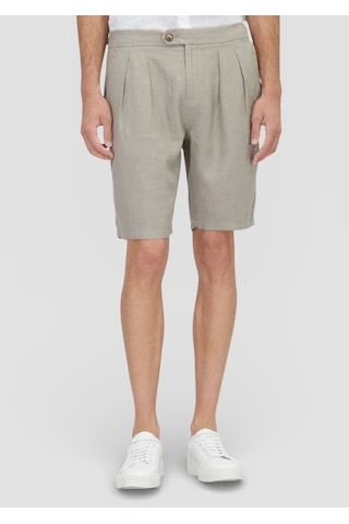 Ramsey Vizon Düz Dokuma Carrot Fit Casual %100 Keten Bermuda