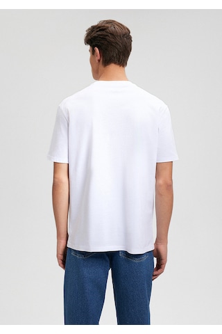Mavi Pembe Panter Baskılı Beyaz Tişört Loose Fit / Bol Rahat Kesim 0612299-620 Beyaz-620