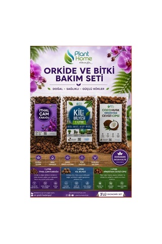 Hüskon Ticaret Plant Home Ithal Çam Kabuğu, Kil Bilyesi Ve Cocohusk İçeren Profesyonel Orkide Toprağı Değişim Seti 1