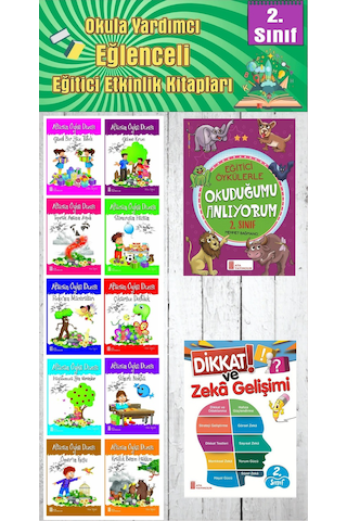 2. Sınıf Okula Yardımcı Eğitici Okuduğumu Anlıyorum - Dikkat Ve Zeka Gelişimi - 10 Lu Hikaye Seti