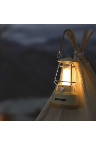 Panther 16 Watt + 80 Smd Ledli Dim Edilebilir Usb Şarjlı Kamp Feneri Krem
