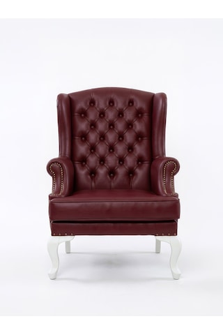 Crown Chester Klasik Ahşap Berjer Beyaz