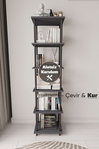 Çevir Kur 45 Cm Antrasit Kitaplık Antrasit