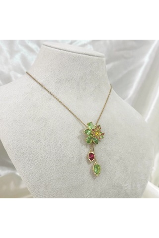 Yeşil Çiçek Kolye Ayarlanabilir Gold Gold