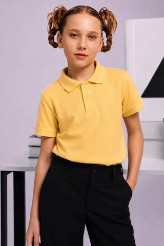 Minigimin Cicileri Polo Yaka Kısa Kol Unisex Çocuk Okul Tşörtü - Sarı