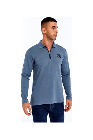 Ar-ma Erkek Slim Fit Fermuarlı Polo Yaka Sweatshirt İnce Modal Pamuk Elastan Karışımlı Örme İnterlok Kumaş K30554989102 Mavi-m2 Mavi