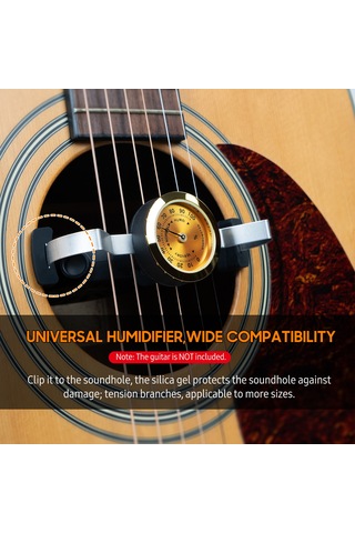 Youmex Guitto Ghd-03 Gitar Nemlendirici, İkaz Gösterici, Akustik Klasik Gitar Bakımı, Sıcaklık Ölçer, Siyah Ghd-01 Güncellenmiş Versiyon