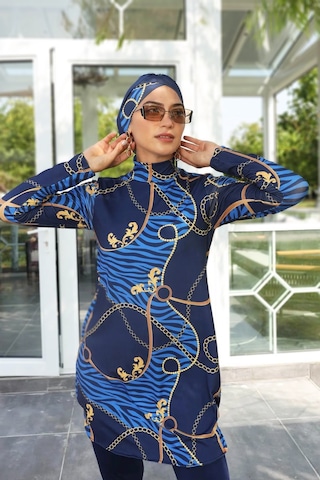 Likralı Tam Kapalı Tesettür Mayo 268-514 Lacivert Lacivert