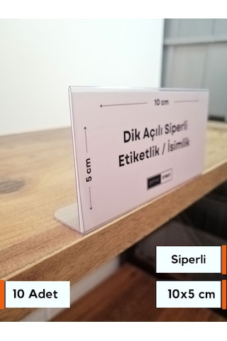 10 Adet Pvc Etiketlik 10 x 5 CM Raf Önü Siperli Ürün İsimlik Fiyatlık