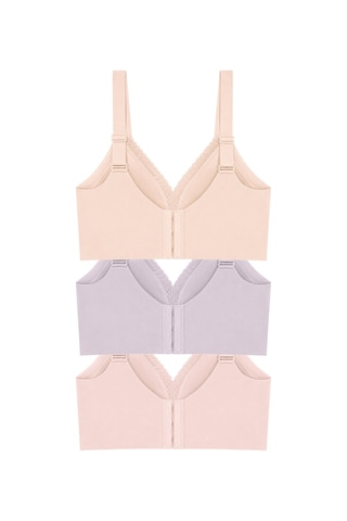 Cottonill Seamless Bra - Seravia Lazer Kesim Dantelli Minimizer Kadın Sütyen 3'lü Paket Çok Renkli