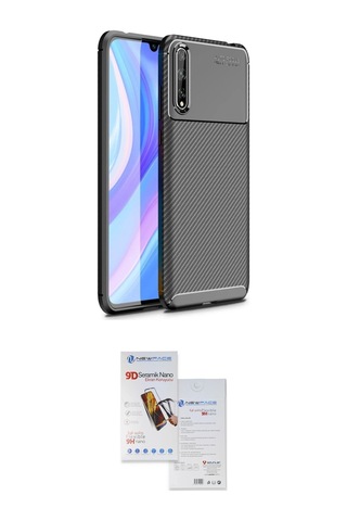 Cep Huawei Uyumlu P Smart S Kılıf Eksen Form Prime İkili Koruma Seti Najmaddin Siyah