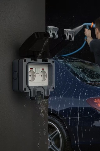 Dış Mekan 2'li Priz, 2 Akım Koruma Anahtarlı Ip 66 Akım Korumalı Priz