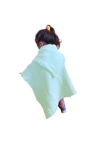 4 Katlı Müslin Kapşonlu Bebek Çocuk Banyo Havlusu Kundak Mint Yşl