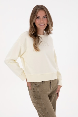 U.S. Polo Assn. Kadın Krem Bisiklet Yaka Basic Sweatshirt 50307752-VR256