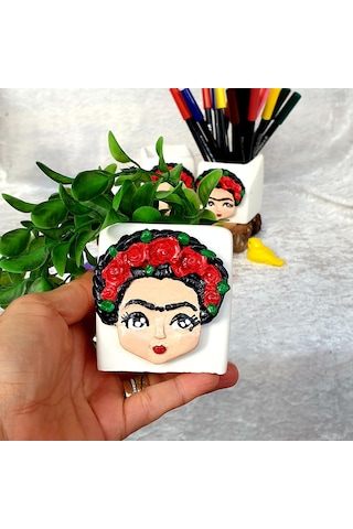 Tekli Frida Saksı/kalemlik