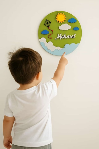 Çocuk Odası Kapı veya Duvar Süsü Kişiye Özel İsim Yazılı No:1001 Yeşil