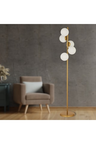 Uzel 5 Başlıklı Eskitme Modern Tasarım Metal Lambader