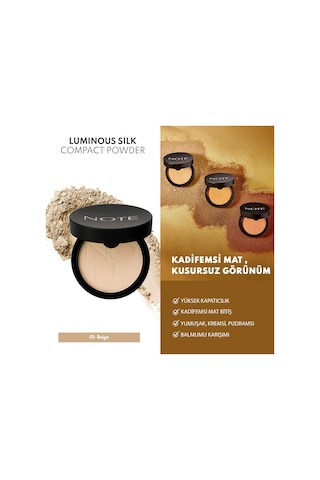 Note Cosmetics Luminous Silk Compact Powder 01 Beige Mat Bitişli Toz Yüz Pudrası Beige Diğer