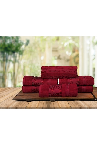 Mulberry Bambu Havlu %100 Organik Bambu Havlu Seti 50 x 90 - 6'lı Paket Premium Ultra Yumuşak Dekoratif Kırmızı