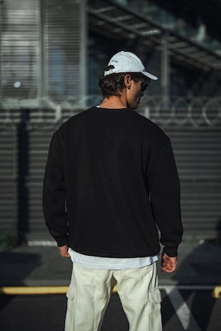 Barlashive Erkek Pamuklu Bisiklet Yaka 3 İplik Basic Sweatshirt - Siyah Çok Renkli