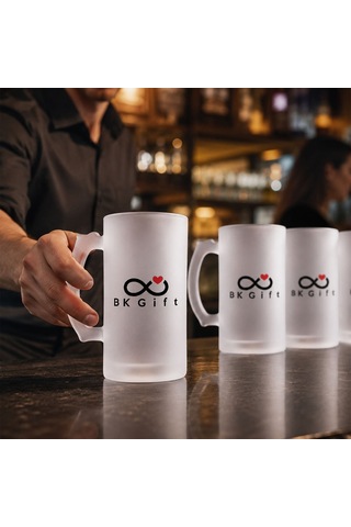 Logonuza Özel 5 Adet 500 Ml Buzlu Cam Bira Bardağı Kurumsal Hediye Ve Promosyon Seti Çok Renkli