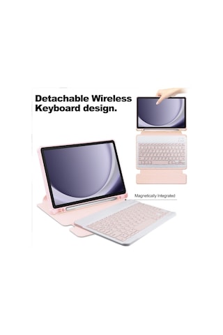 Samsung Galaxy Uyumlu Sekmesi İçin A9+ 360 Rotasyon Klavye İle Şeffaf Akıllı Deri Kılıf